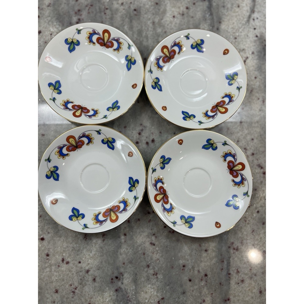 Vintage Porsgrund "Farmer's Rose" Porcelain Dessert‎ Plates 5.5" 4 Total